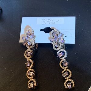 Elegant Gold and tanzaniteDrop Earrings